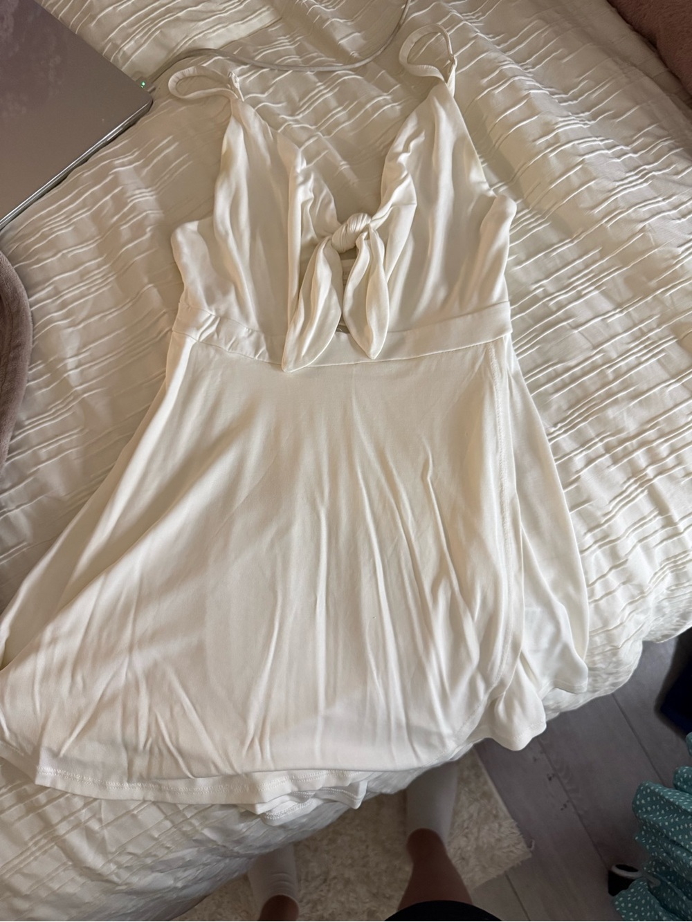 Urban Outfitters White Mini Dress with Front Tie
